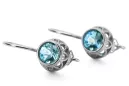 Vintage craft Earrings Aquamarine Sterling silver 925 vec117s